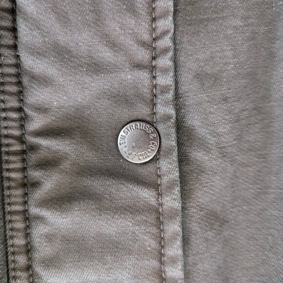 LEVIS Jacket Men's S Black Denim Trucker Mock Neck Snap Pockets Casual Biker - Picture 8 of 14